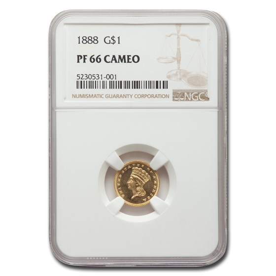 1888 $1 Indian Head Gold PF-66 Cameo NGC 1888 $1 Indian Head Gold PF-66 Cameo NGC